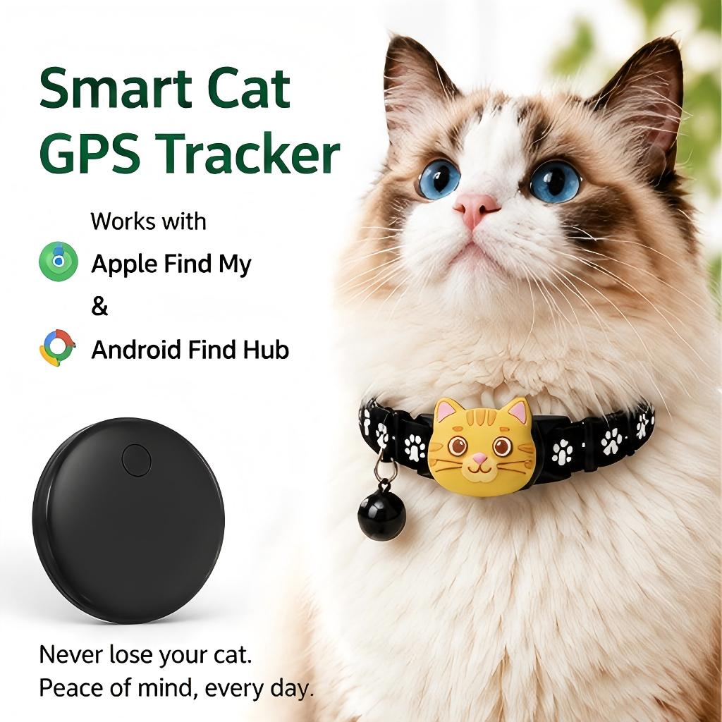 Cat GPS TSuporteer para Find My e Android Find Hub, etiqueta Bluetooth Pet Locator, sem mensalidade, À Prova D'água Anti-Lost TSuporteer para gatos e pequenos animais de estimação