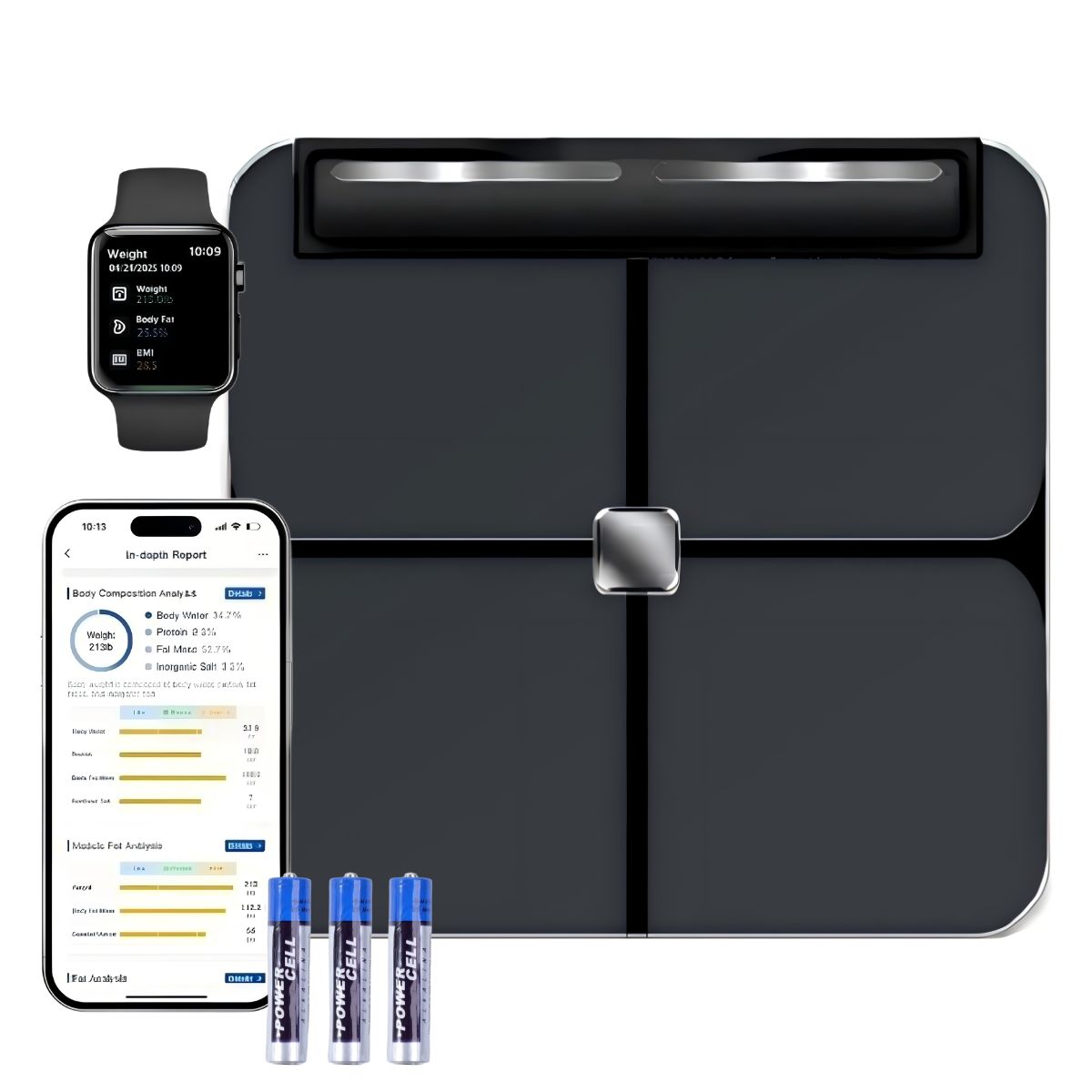 Balança inteligente de composição corporal, analisador digital de peso de banheiro Bluetooth e gordura corporal com aplicativo TSuporteing