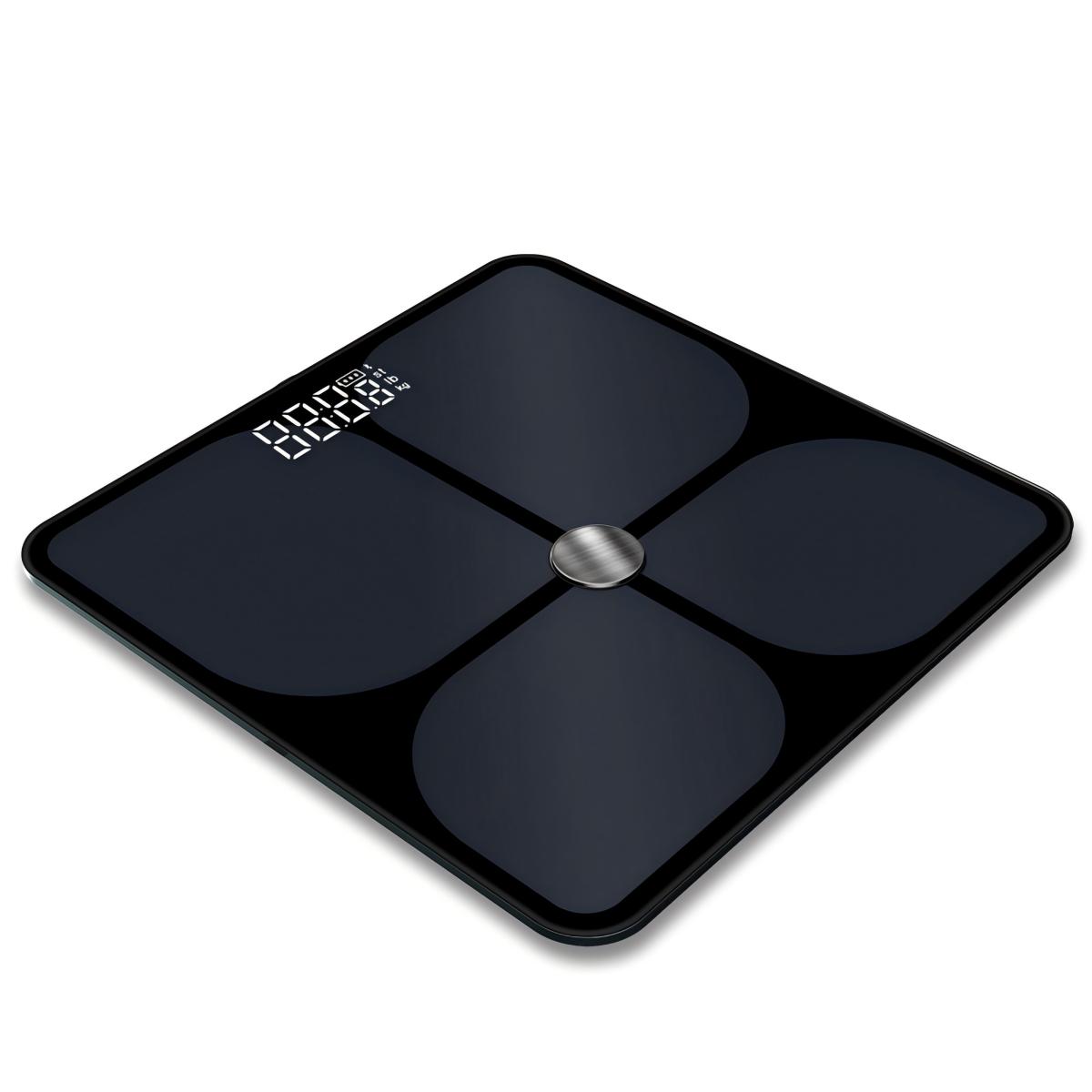 Analisador de composição corporal inteligente com 4 eletrodos - Balança digital Bluetooth Banhoroom com aplicativo para 19 métricas corporais, preto