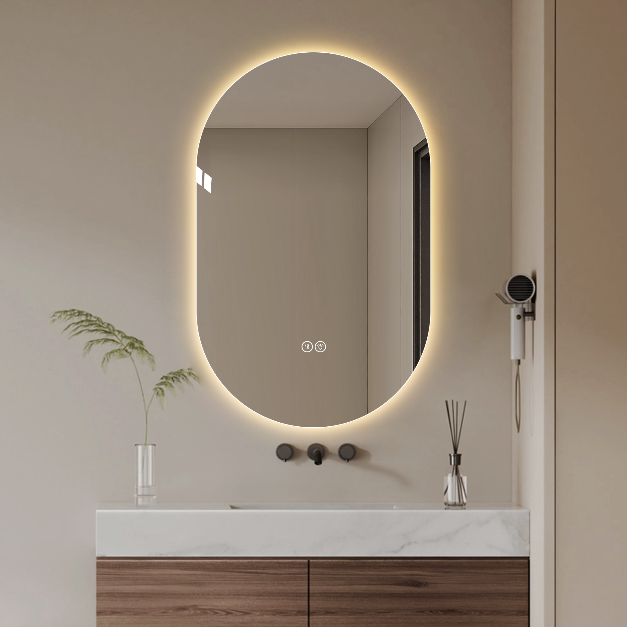 48x30 Polegada Inteligente Montado Na Parede Tela de Toque LED Espelho Anti-nevoeiro Espelho Banhoroom, Espelho de Barbearia