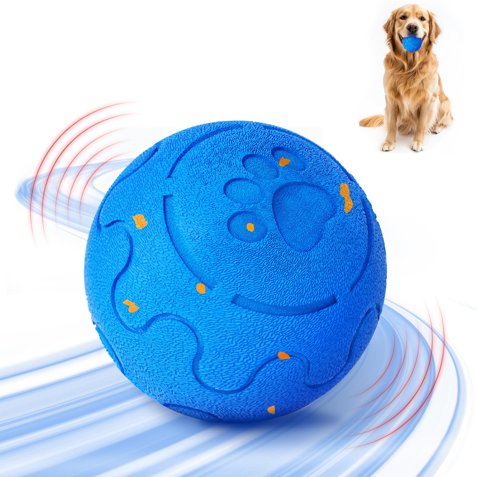 Brinquedo de bola de cachorro interativo, brinquedo de cachorro inteligente para cães médios e grandes, bola giratória e saltitante com movimento automático, material E-TPU durável, IP54 à Prova D'água, brinquedo de cachorro ativado por movimento para cãe