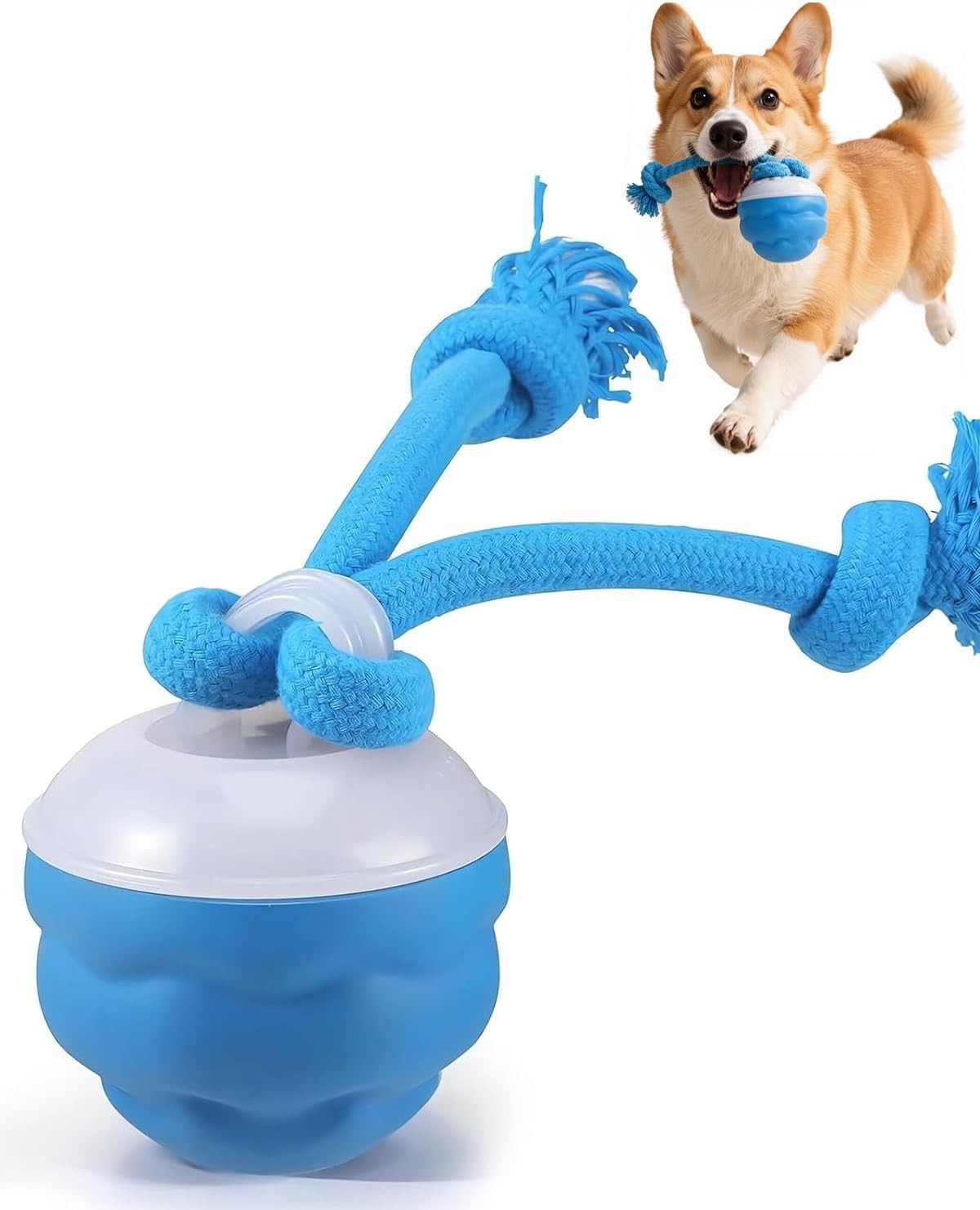 Brinquedos interativos para cães com corda - Bola de cachorro inteligente com som de latido integrado, brinquedo recarregável USB-C ativado por movimento com 3 modos de jogo para cães médios e grandes