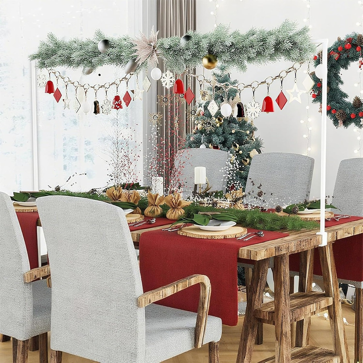 Suporte de Poste Sobre Mesa Com CLâmpadas, Suporte de Arco de Mesa, Arco Ajustável Decorado, Moldura de Balões Suspensos Para Aniversários, Externo Casamentos, Casa, Cozinha, Sala de Jantar, Chá de Bebê e Restaurantes