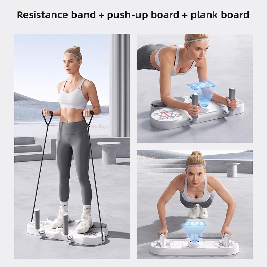 Instrutor de prancha multifuncional e placa de suporte push-up, equipamento de fitness para uso doméstico para construir músculos peitorais e abdominais