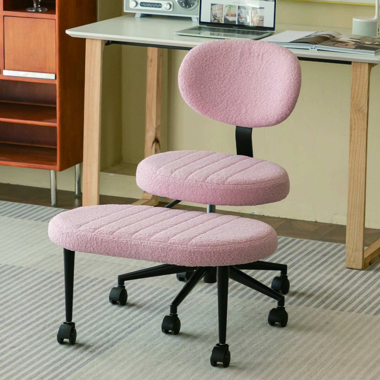Escritório Ergonômico CCabelo – Design Multi-Posições de Pernas Cruzadas para Adultos, Meditação Giratória e TDAH Fidget Desk CCabelo com Suporte Traseiro e Base Rolante