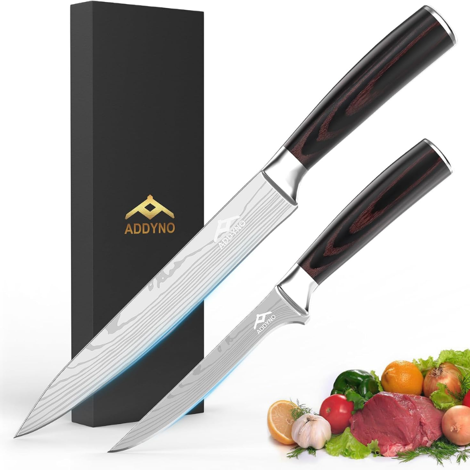 Conjunto de faca japonesa de aço inoxidável alto carrobon, 2 peças, 8 chefs e 4 facas paanel com cabo ergonômico