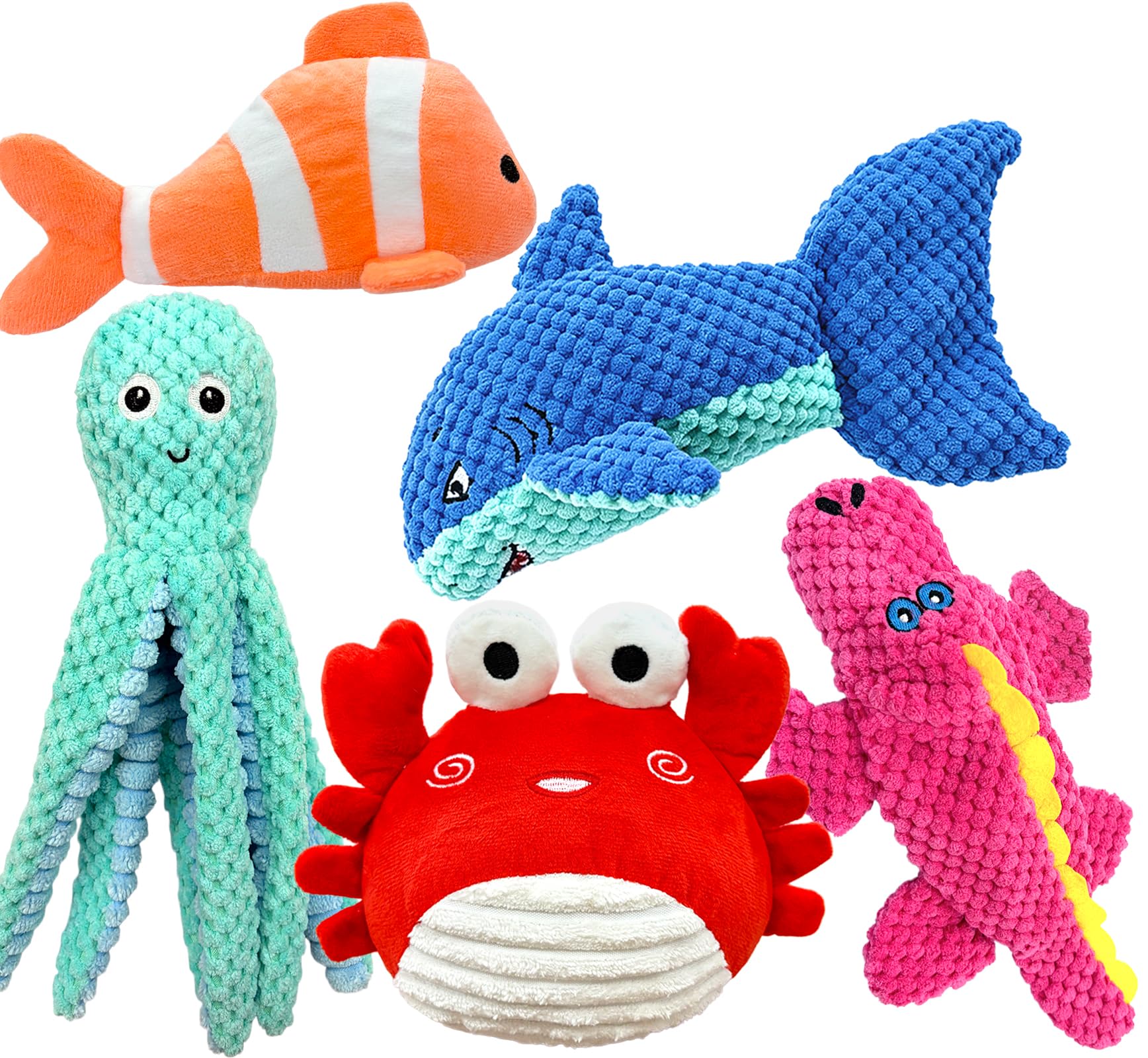 Brinquedos para cães Crinkle Squeaky para mastigadores agressivos, brinquedo para cachorro de pelúcia 5 Pacote Brinquedos para mastigar para cachorro para dentição, brinquedo para cachorro de pelúcia resistente e durável para raças grandes, médias e peque
