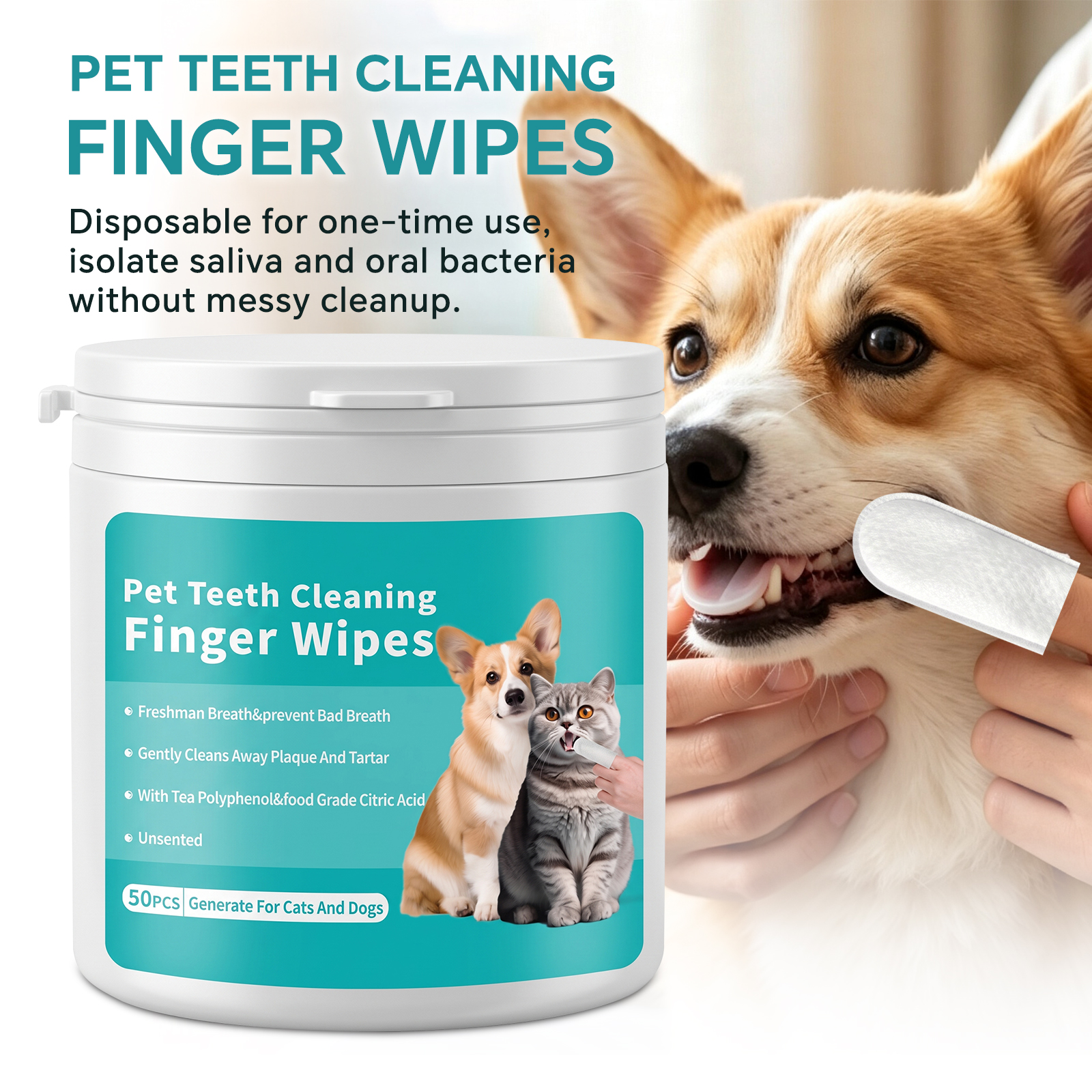 Only Self Pickup---Pet Tooth Cleaning Wet Wipes 50 Peças