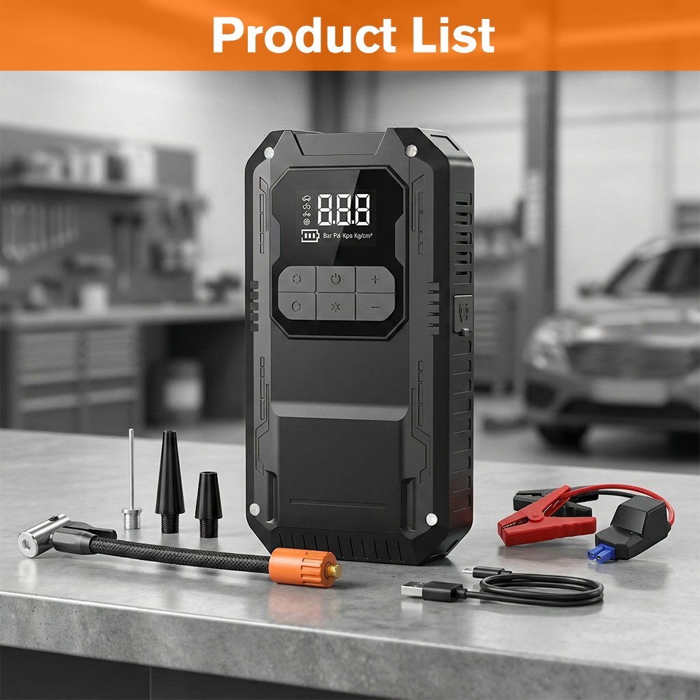 Carro J Ump Starter Com Compressor de Ar Pacote Booster J Umper Power Bank Charge 4IN1