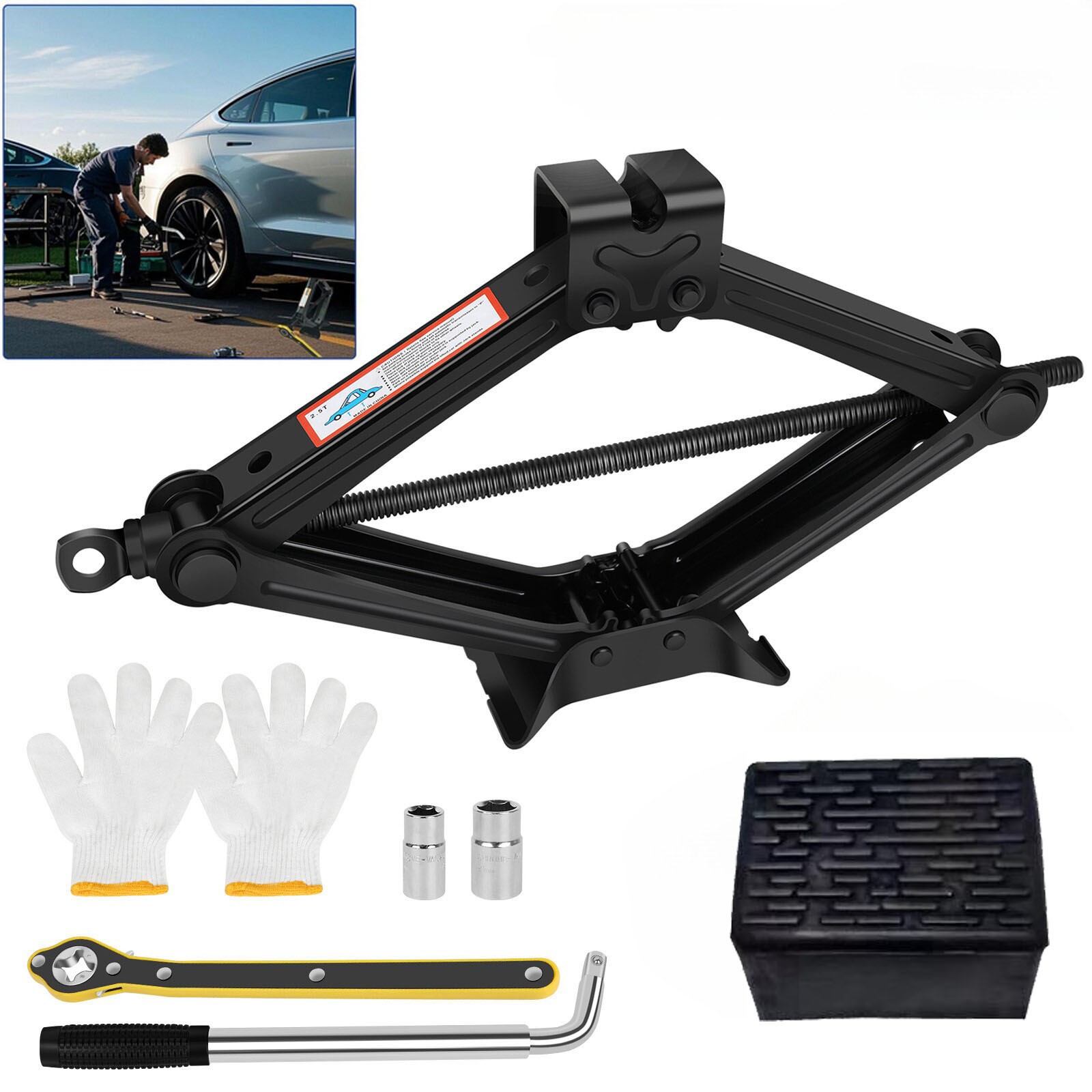 Scissor Jack Conjunto 3 Ton Carro Auto Jack Kit com chave de manivela Lug Wrench Reino Unido