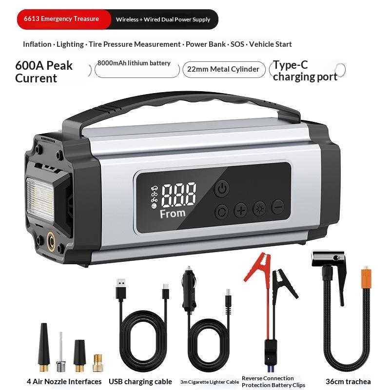 3-in-1 Portátil Cordless Carro Starter & Tire Inflator Multifuncional Emergency Veículo Tool