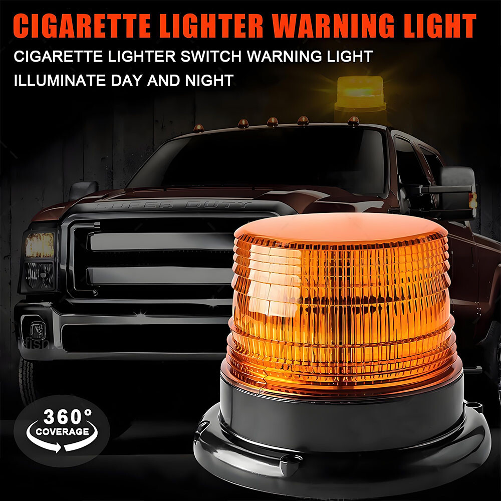 Emergency Carro Beacon Strobe Amber LED Luz Flashing Warning Rotating Lâmpada