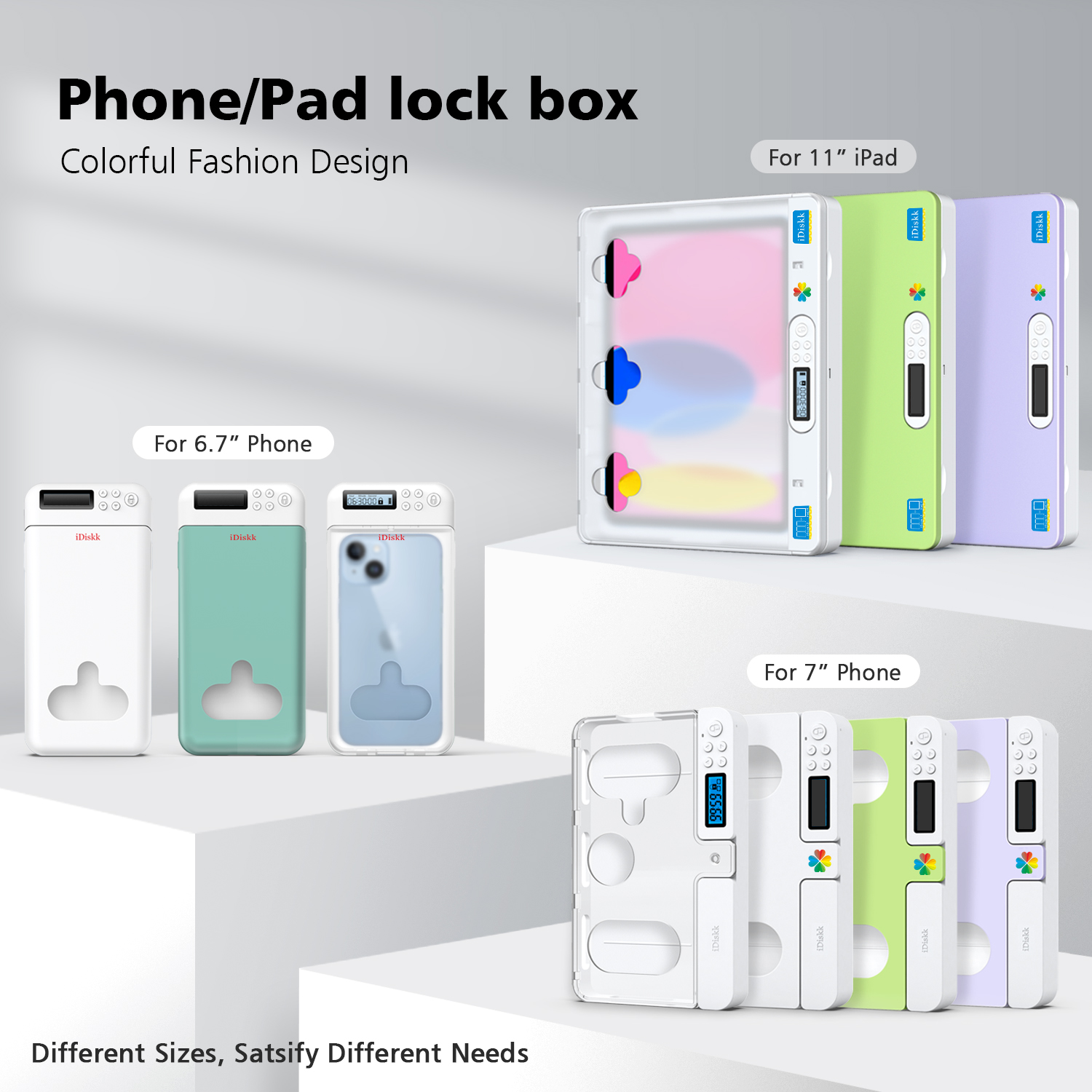 Caixa de bloqueio de telefone portátil com temporizador para telefones IPhone e Android, armário de prisão de telefone cronometrado com autocontrole para ajudar crianças, estudantes e adultos a se concentrarem, desconectar dos telefones, aumentar seu bem-