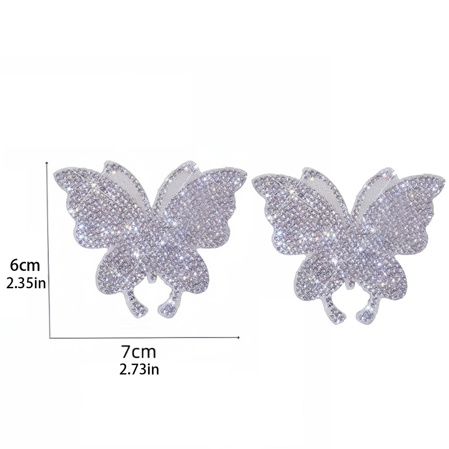 2-Peça Carro Interior Kit With Shiny Butterfly Net Rhinestone Stickers And 1-Peça Bling Self-adhesive Carro Decals