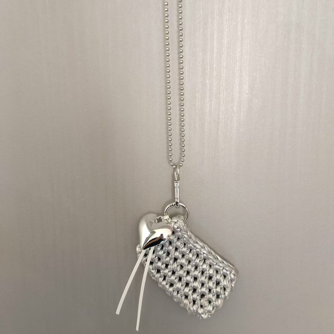 Woven headphone Bolsa-silver gray-1 Peça