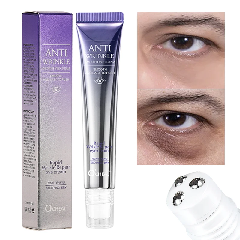 O'CHEAL Creme anti-rugas para olhos com roller massageador - Hialurônico