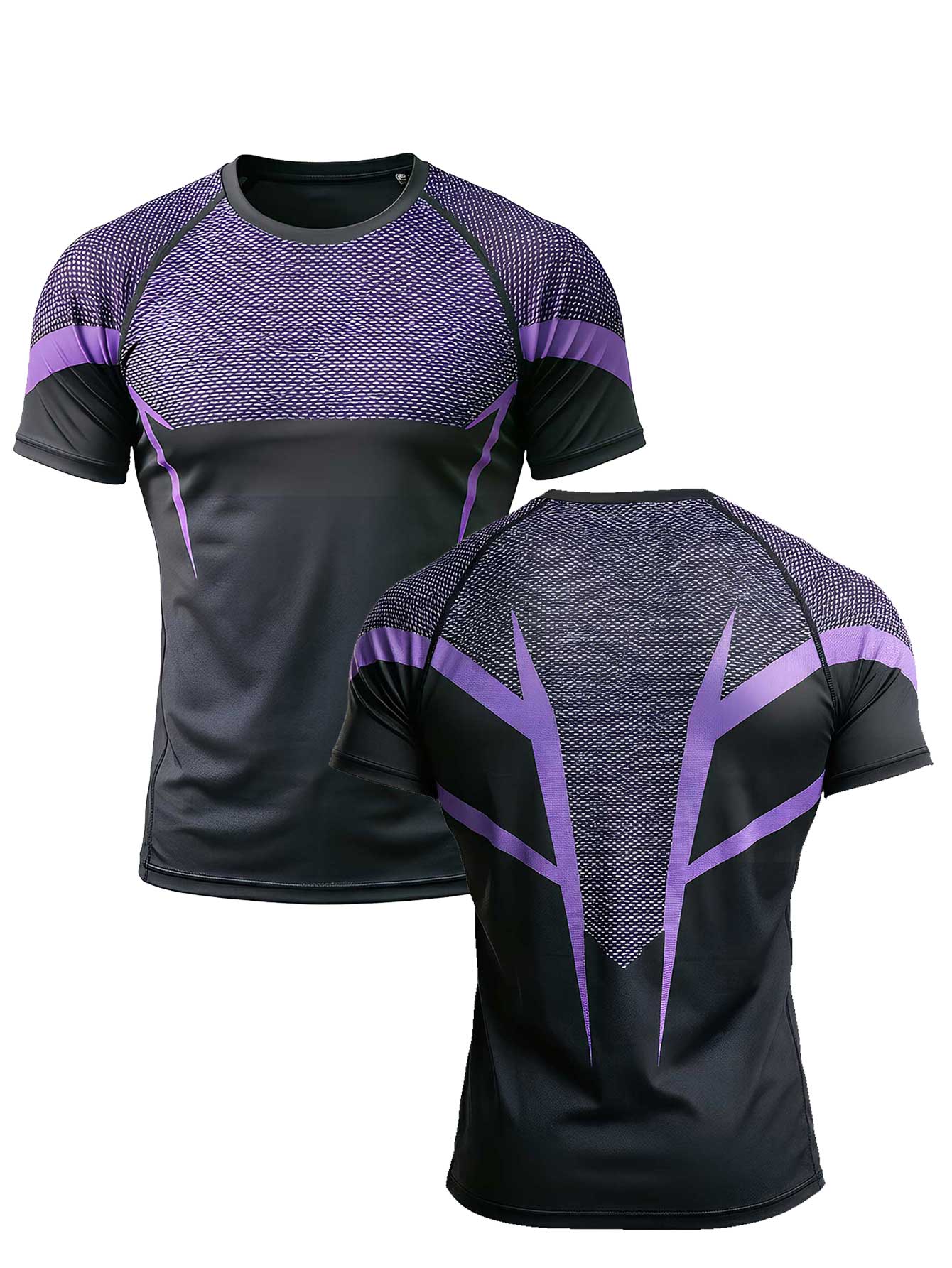Camiseta Compressão Masculina com Painéis em Mesh — Manga Curta, Secagem Rápida