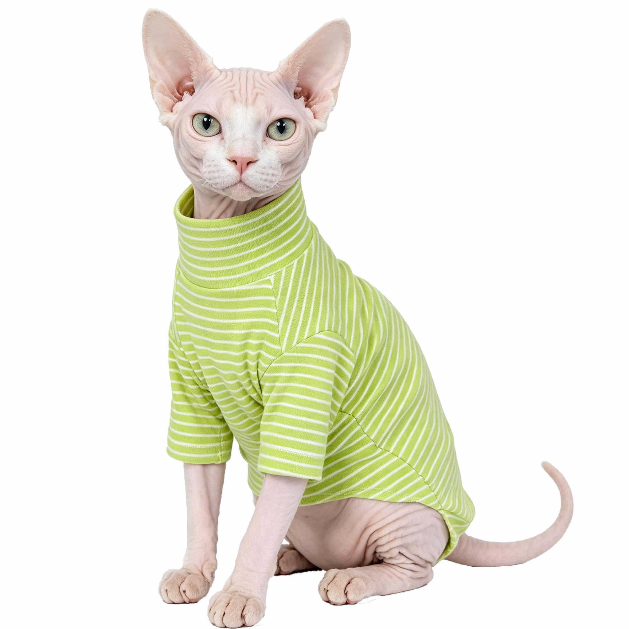 Roupas para Gatos Sem Pelo (Sphynx) — Camiseta Listrada de Algodão Macio