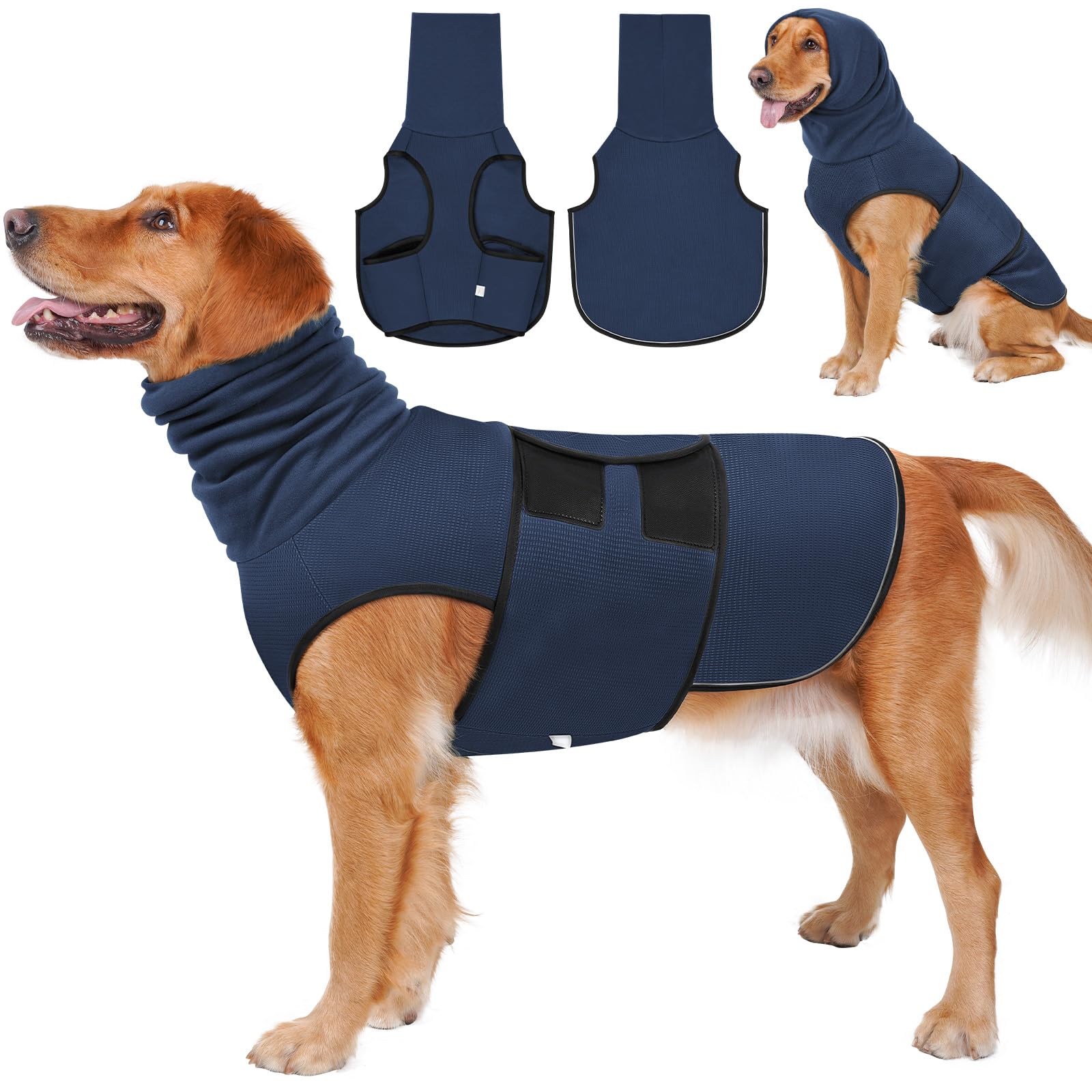 Colete Calmante 2 em 1 para Cães com Capuz — Camisa Calmante Ajustável