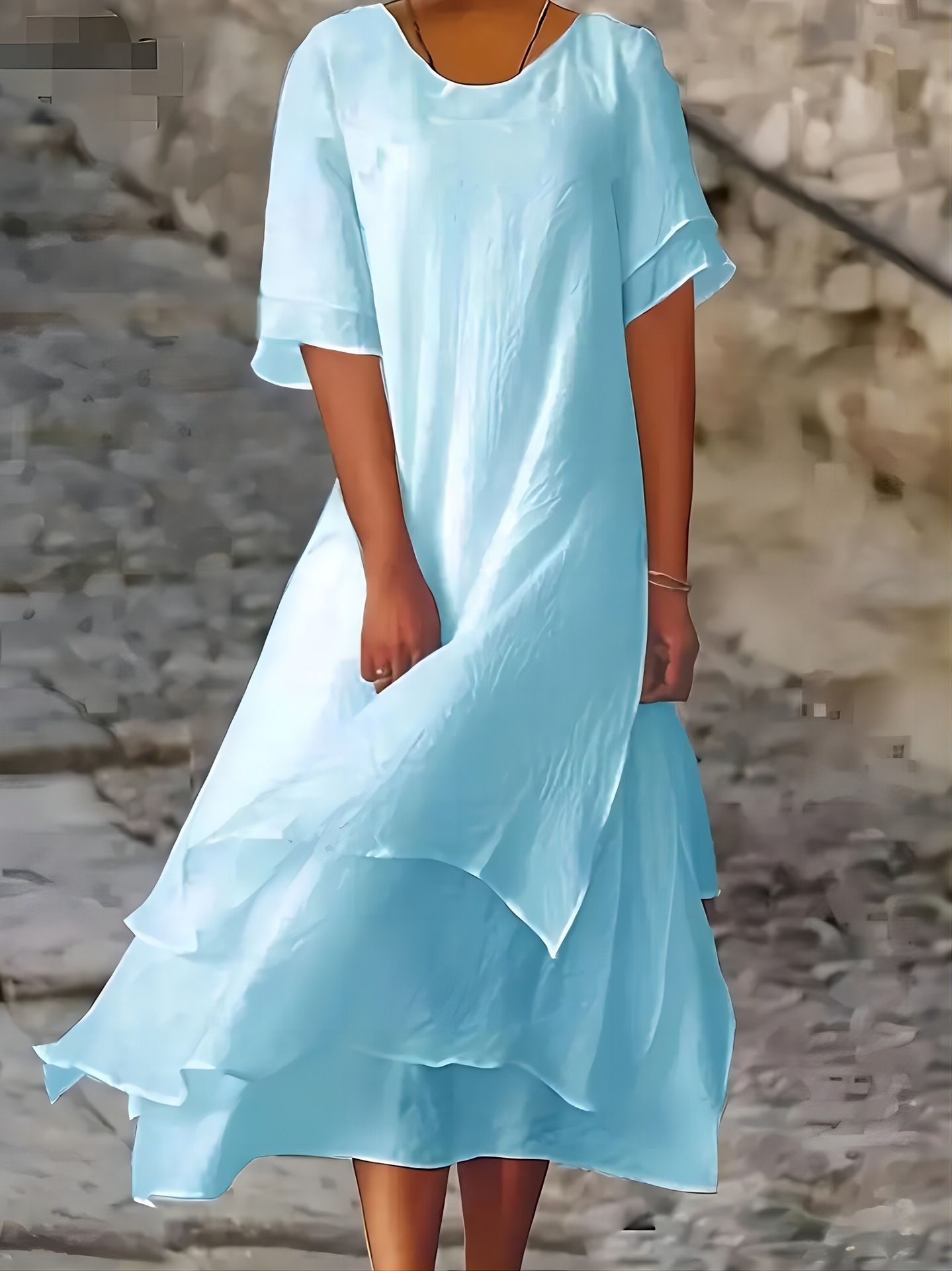 Vestido Duplo Retrô 2026 Plus Size - Saia Evasê, Casual e Elegante