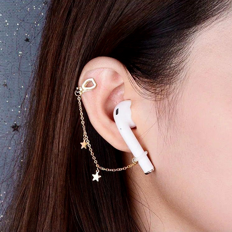 Star Pearl Charms Airpods Anti-Lost Chains Fone de ouvido Suporte Clip EarAnels para mulheres