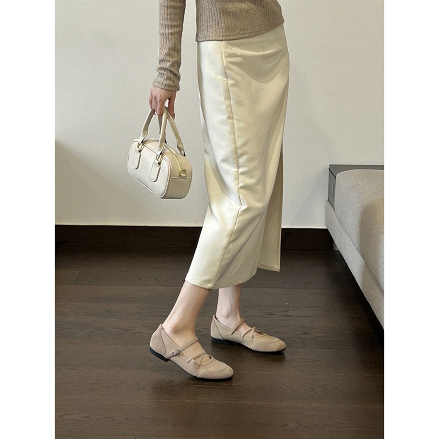 Women French Lady Like One Strap Flat Mary Jane Shoes Elegant Low Cut Soft Sole Grandma Shoes For Dress Matching
