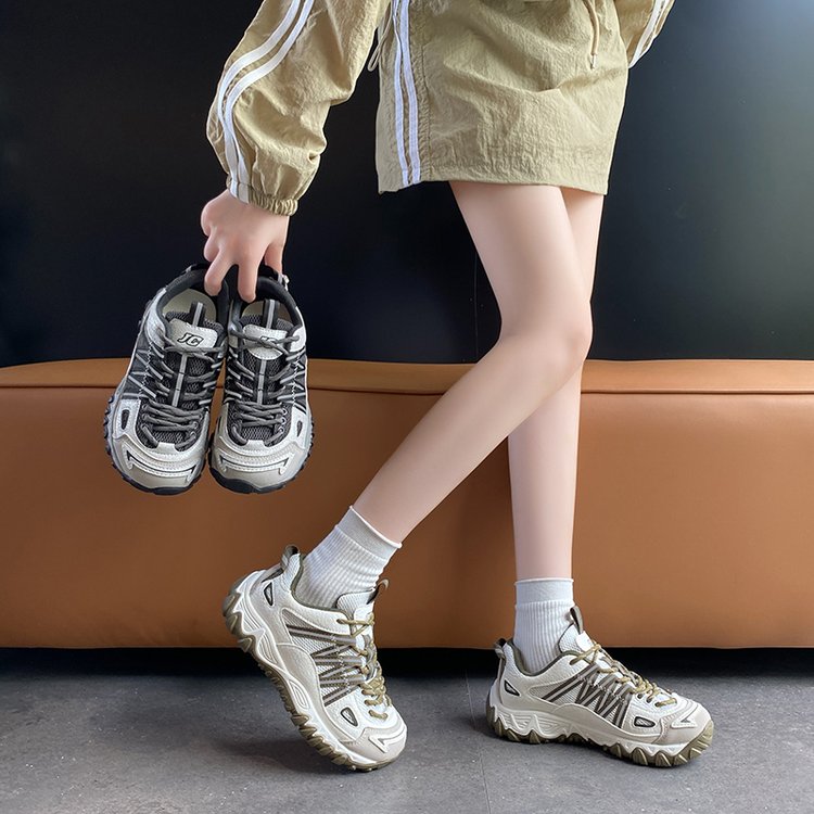Retro Thick Soled Dad Shoes Versatile Color Blocked Mesh Breathable Lightweight Fashion Casual Shoes