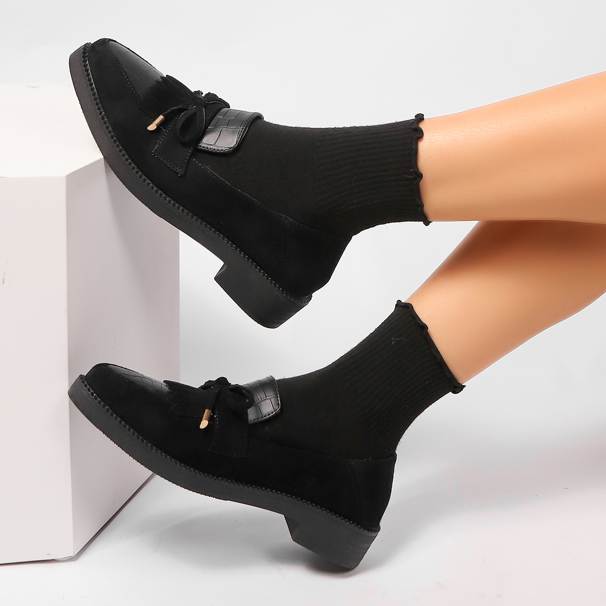 Women's British Style Oxford Shoes, 2026 Spring Autumn New Arrival, Versatile Casual Bow Slip On Loafers, Black