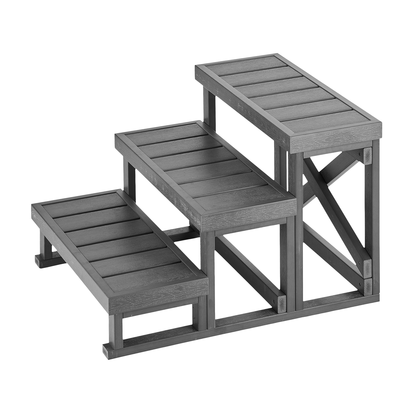 Degraus para banheira de hidromassagem Escadas de spa de 3 etapas Escada externa larga de 27,5 pol., capacidade de 350 libras, plástico resistente para quadris, almofadas para pés antiderrapantes, fácil montagem, acesso estável para piscina, trailer, páti