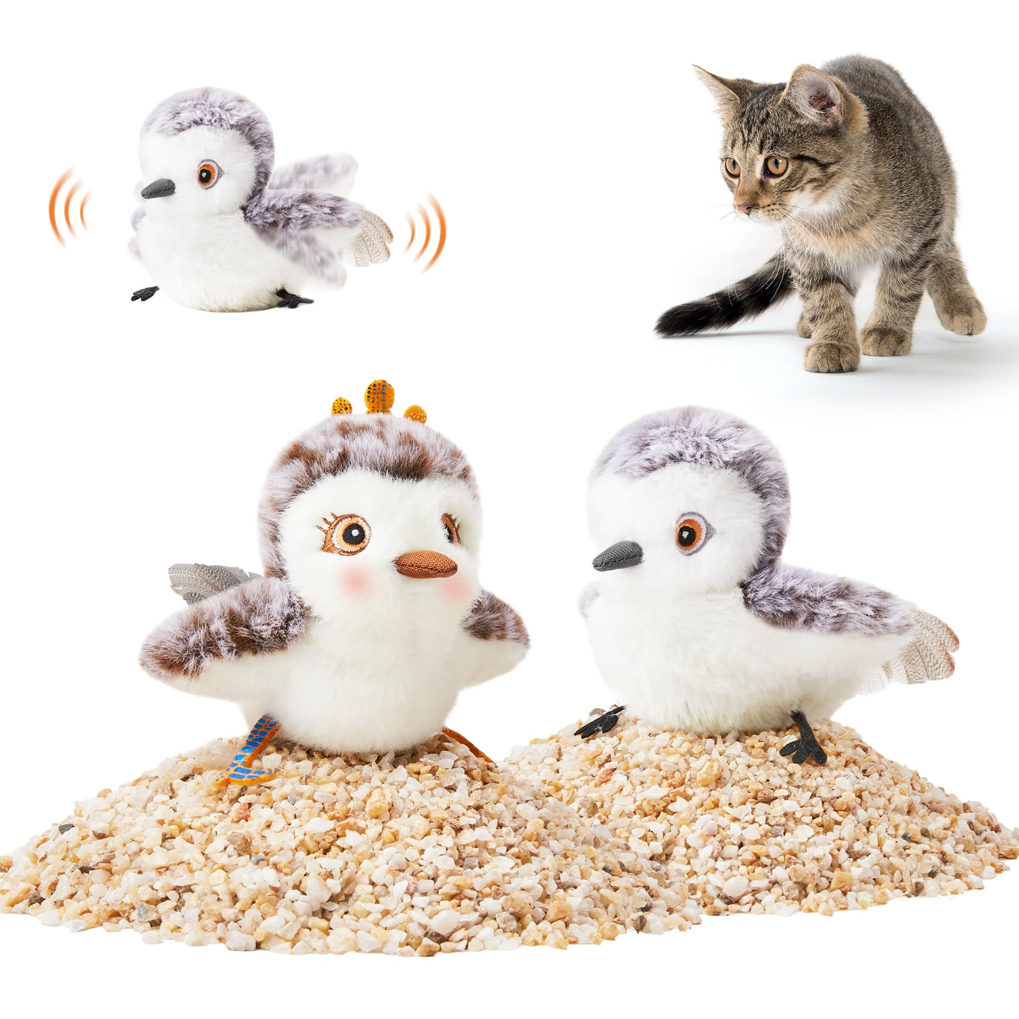 Brinquedo Sandpiper Pair-Mate que Bate Asas — Recarregável, Toque Ativado e com Catnip