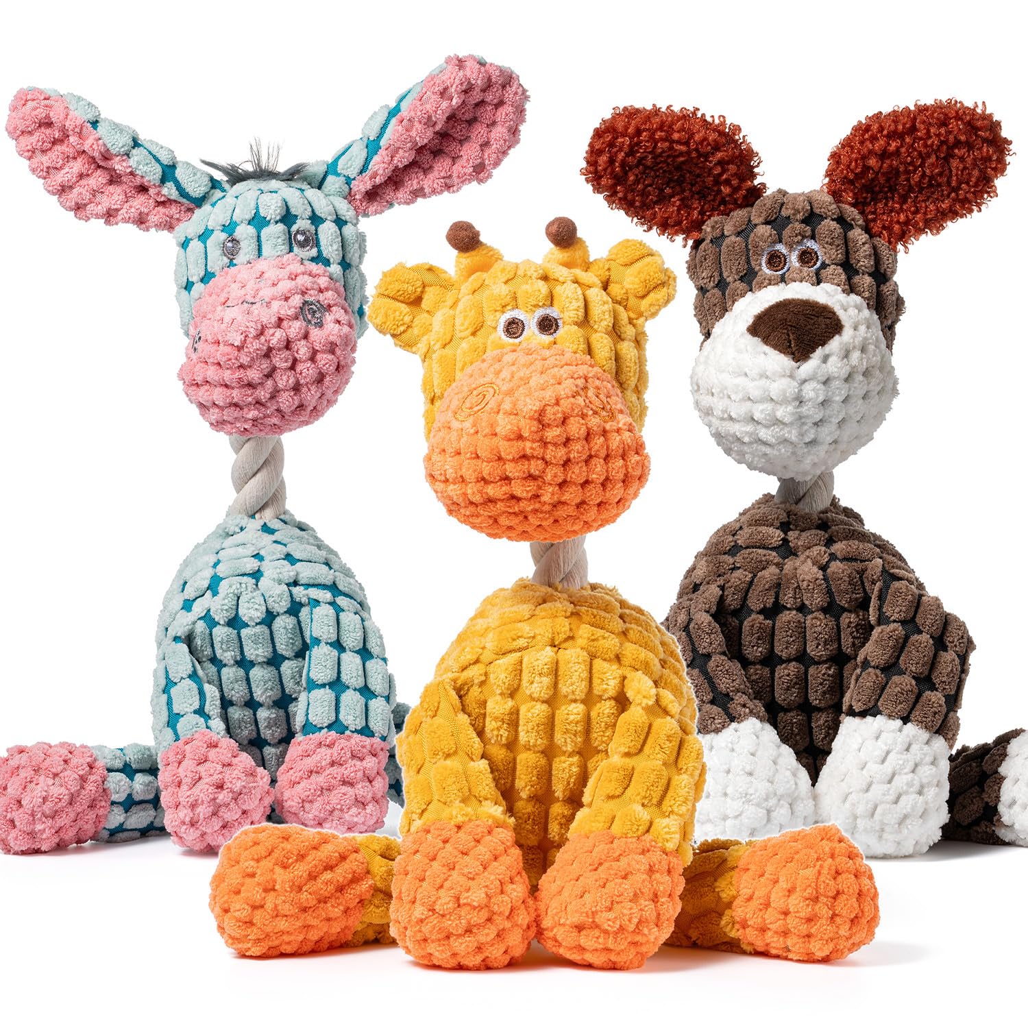Kit 3 Brinquedos de Pelúcia com Apito para Cães — Duráveis e Reforçados