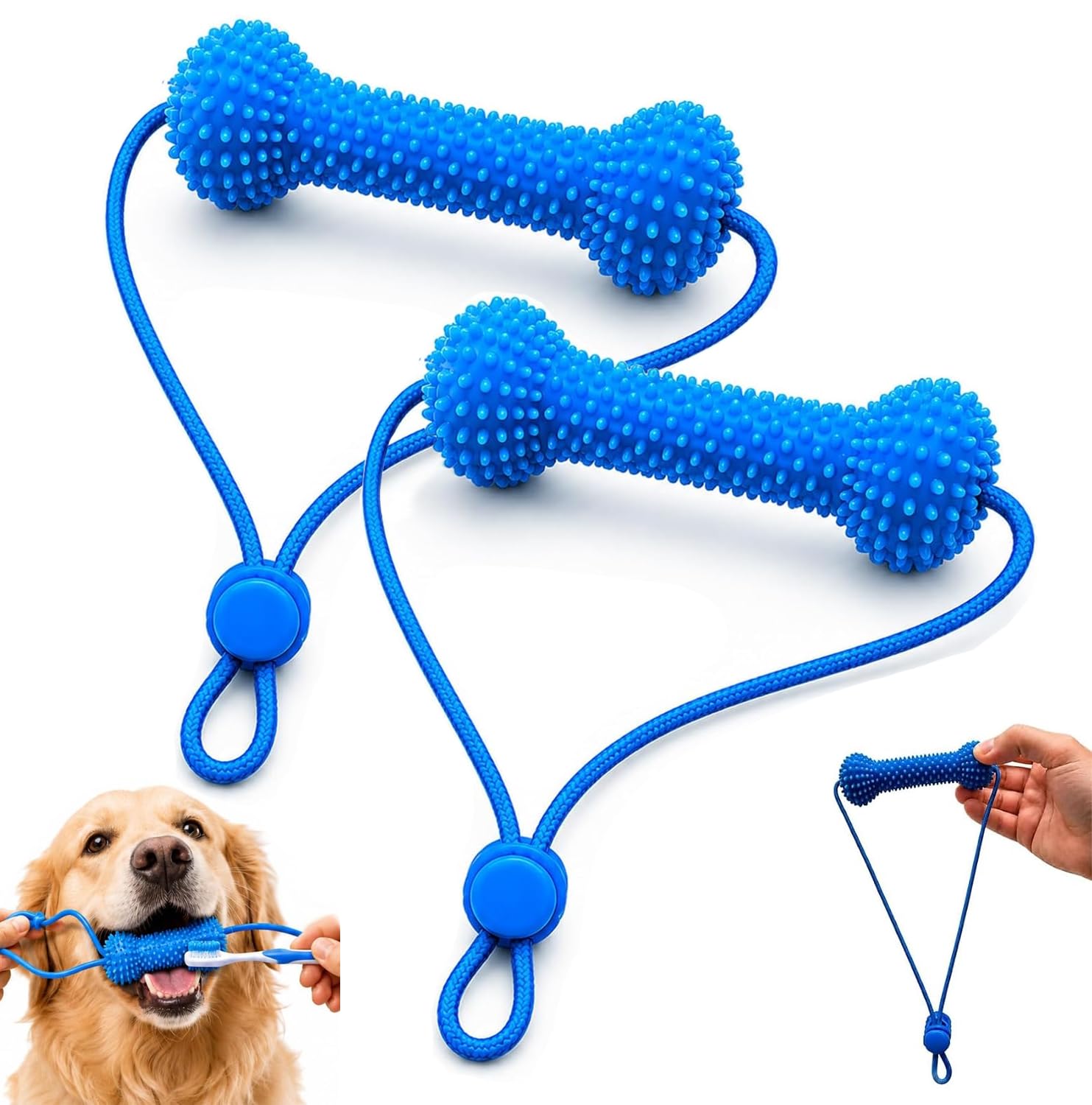 Prop Dental Canino de Ação Dupla — Brinquedo Dental para Facilitar Escovação, Acessório Premium de Higiene Oral para Cães Pequenos, Médios e Grandes  2PCS