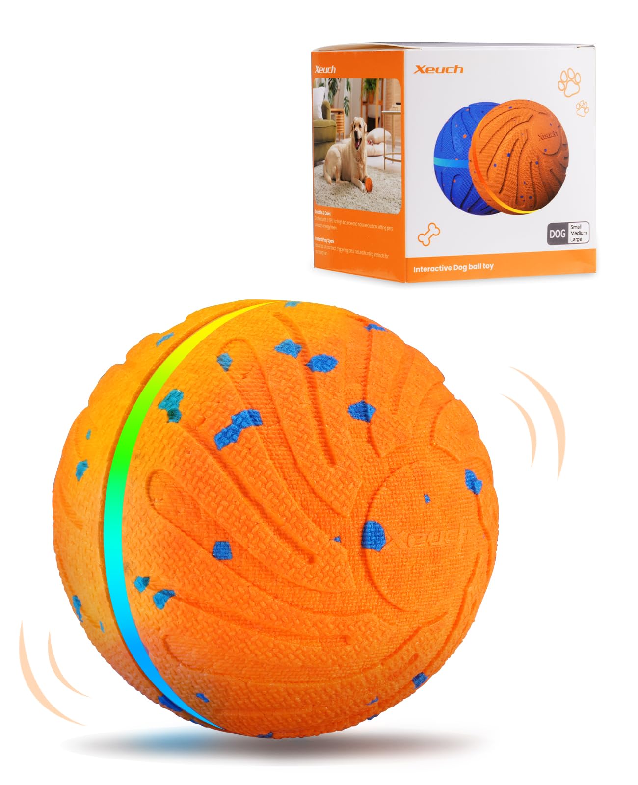 Bola Interativa Inteligente para Cães — Bola Automática Móvel em ETPU, Rolante e Giratória, para Filhotes e Cães Médios/Grandes