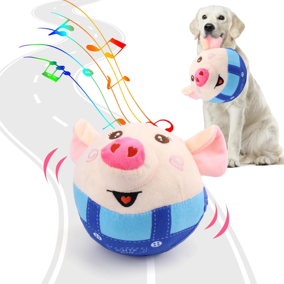 Brinquedo Interativo porquinho para Cães — Pula, Chiador, Gravação e Música, Recarregável