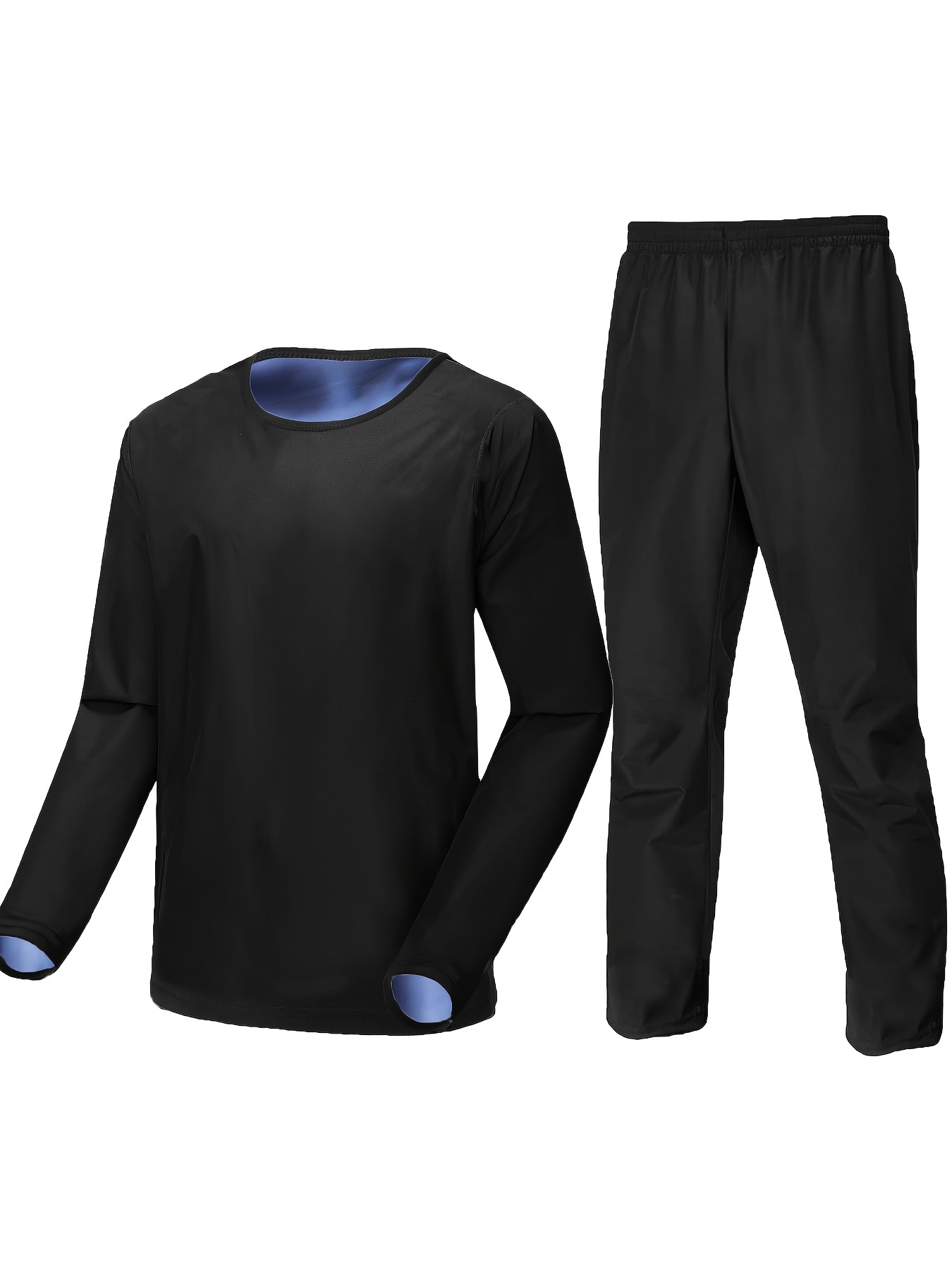 Terno de sauna com calças para homens, manga comprida, traje de suor para prender o calor, corredores, perda de peso, modelador corporal, treino quente, academia, camisas de compressão com calças