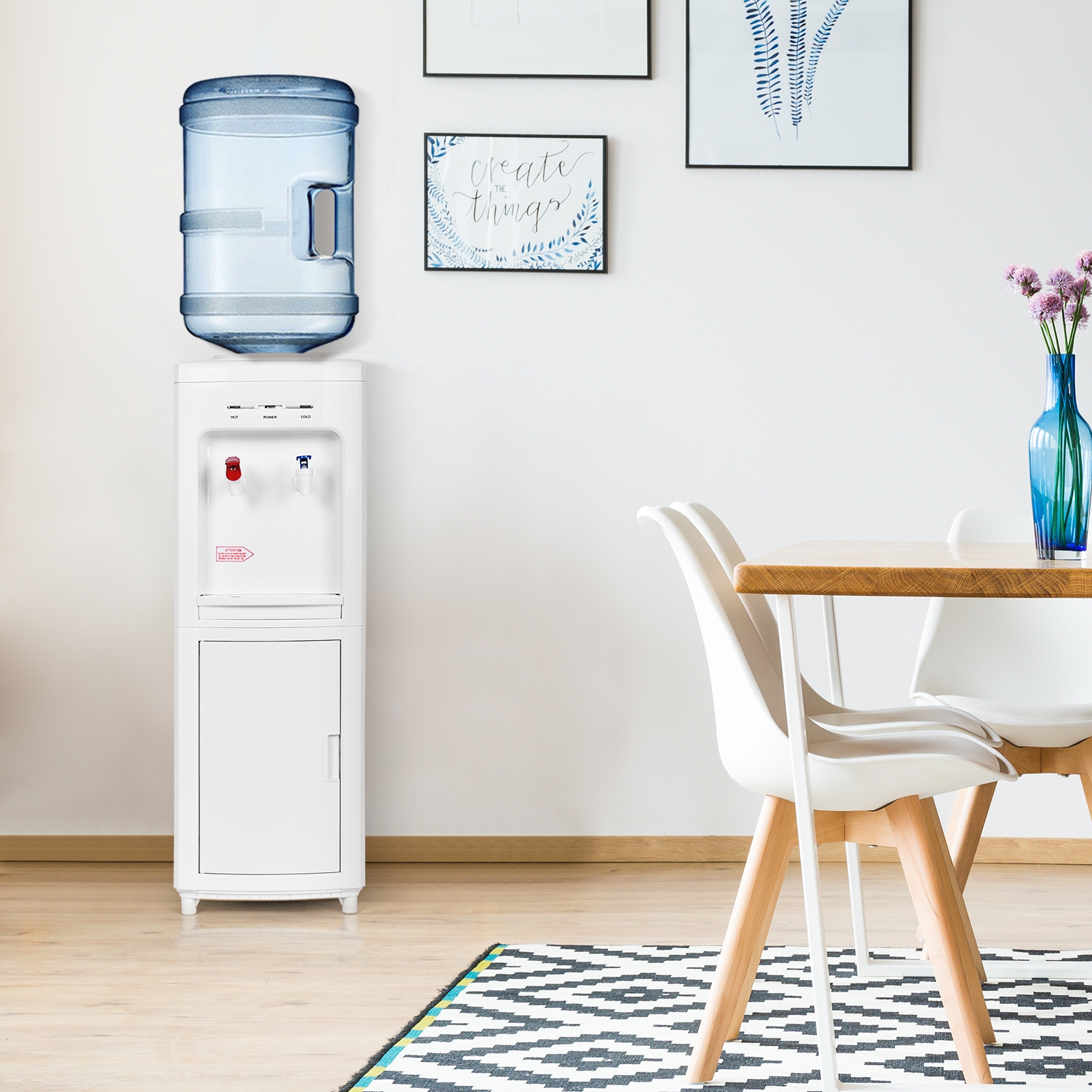 Distribuidor de refrigerador de água quente e fria de 5 galões com trava de segurança infantil